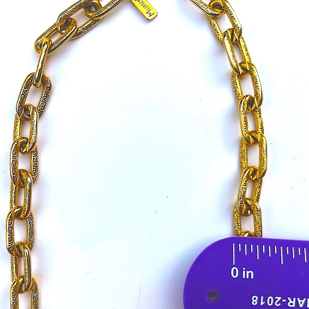 GOLD PAPER CLIP NECKLACE NEW VINTAGE 24” x 1/2” MONET BEAUTIFULLY ETCHED - Picture 8 of 12